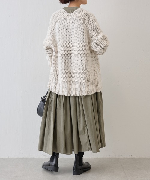 BEARDSLEYボーダーカーディガンニット BEARDSLEY（ビアズリー） 7分袖ニットカーディガン FREE グレー