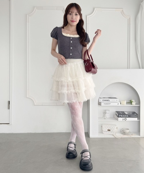 スカート mirue AMBIDEX Store ○CHIJIMI TIERED スカート(F クロ): FLAT-cic-HATENA