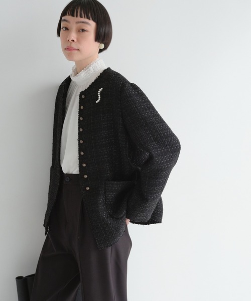 pual ce cin 「PUAL CE CIN」 ノーカラージャケット FREE ブラック