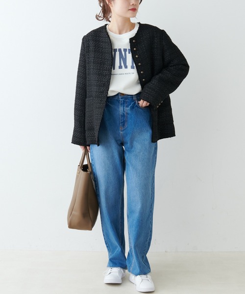 PUAL CE CIN ノーカラージャケット ブラック F pual ce cin 「PUAL CE CIN」 ノーカラージャケット FREE ブラック