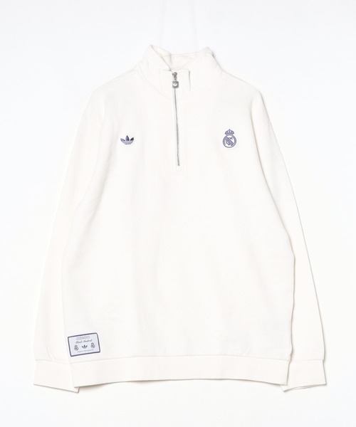 adidas y2k レアルマドリード　ハーフジップ　長袖　ホワイト　L セール】レアル・マドリード テラスアイコン ハーフジップトップ