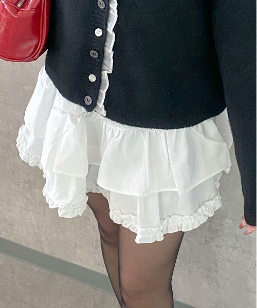 Mejoul スカート 「インパン付・ウエストゴム」2段フリルティアード