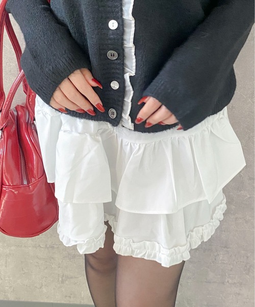 Mejoul スカート 「インパン付・ウエストゴム」2段フリルティアード