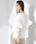 tシャツ お花柄レース切替バルーンスリーブカッ...の詳細画像2