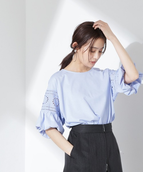 LEONARD - H489/LEONARD ベアトップ チューブトップス 花柄 L 日本製 春夏 LEONARD - ＊LEONARD＊薄手ニット 花柄刺繍 半袖トップスの通販