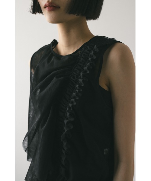 STYLEMIXER タンクトップ ノースリーブ チュールシャーリング