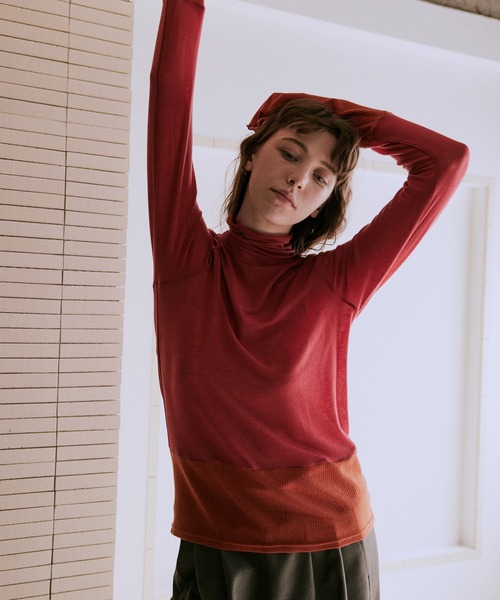 ニット セーター 「WHYTO. / ホワイト」カシミヤシルクカラーブロックタートルネック レディース WHYTO ニット セーター 「WHYTO. / ホワイト」カシミヤ
