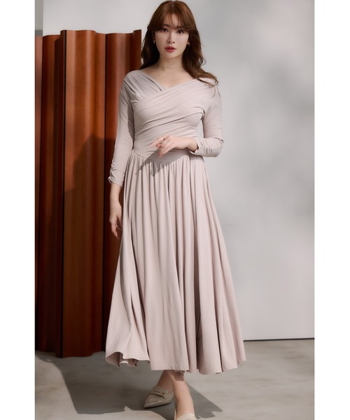 新品未使用タグ付き✨ハーリップトゥー ワンピース　ベージュ　Mサイズ Her lip to 「Her to」 7分袖ワンピース M ベージュ レディース