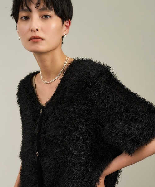 フェザージャガードビジュー プルオーバー SALON adam et rope'（サロン アダム エ ロペ） 前後2WAYフェザー
