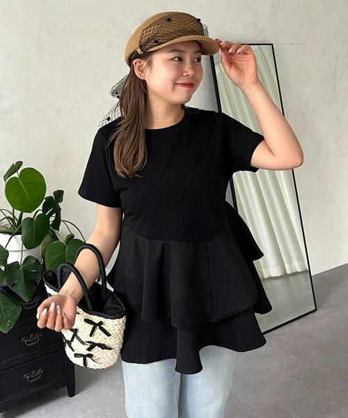 prose verse tシャツ 「MOMO」アシメフリルドッキングペプラムT