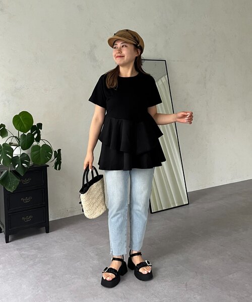tシャツ 「MOMO」アシメフリルドッキングペプラムTシャツ レディース MOMO】アシメフリルドッキングペプラムTシャツ | prose verse