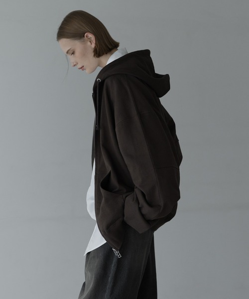 ルーズジップパーカー／ブラック remer パーカー loose basic oversize zip hoodie / ルーズベーシック