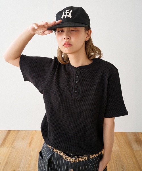 WISH FOR EVER tシャツ DRAW CODE 5 BUTTON HENRY NECK THERMAL