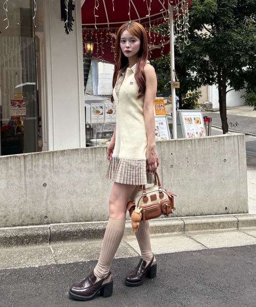 NICE CLAUP ののワンピ ドッキングプリーツノースリワンピース セール】【Nono企画】ドッキングプリーツノースリワンピース