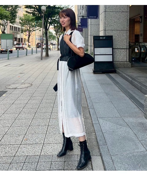 ワンピース LE CIEL BLEU Waist Cut Out Dress LE CIEL BLEU（ルシェルブルー） ワンピース 半袖 プリーテッドドレス