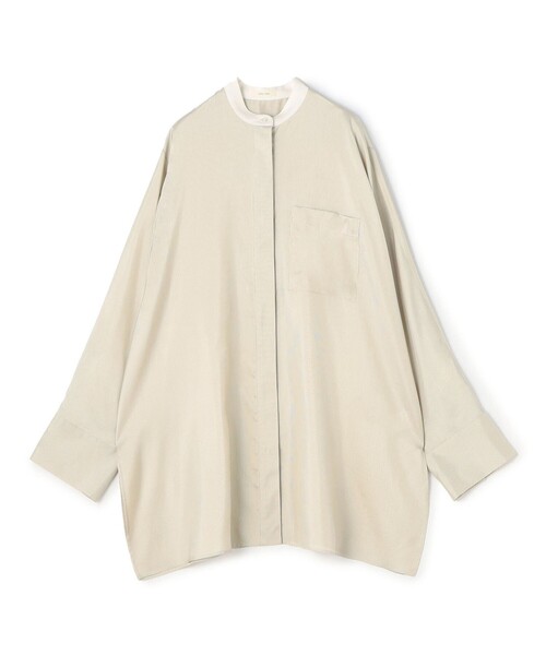 DES PRES（デプレ） ブラウス シャツ シルクストライプ バンドカラー