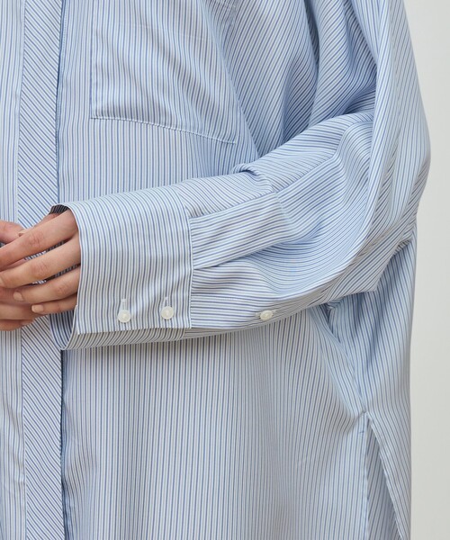 DES PRES（デプレ） ブラウス シャツ シルクストライプ バンドカラー