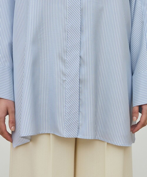 DES PRES（デプレ） ブラウス シャツ シルクストライプ バンドカラー