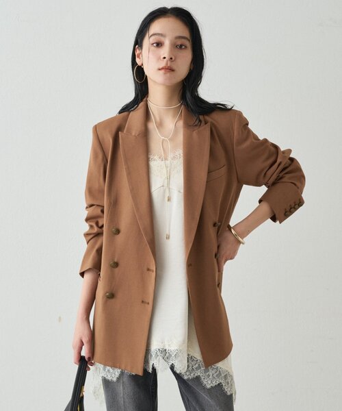 セールまもなく終了Loungedressジャガードキャミタックブラウス Loungedress ブラウス シャツ レースキャミ レディース