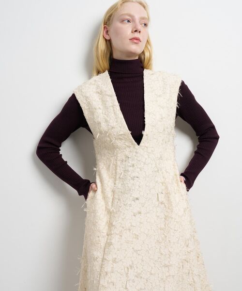 LANVIN en Bleu ワンピース ハンドカットジャガードワンピース