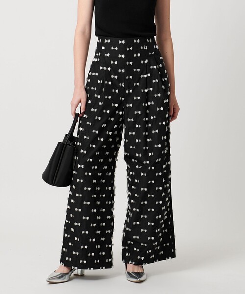 UNITED ARROWS パンツ リボン カットジャガード ワイド