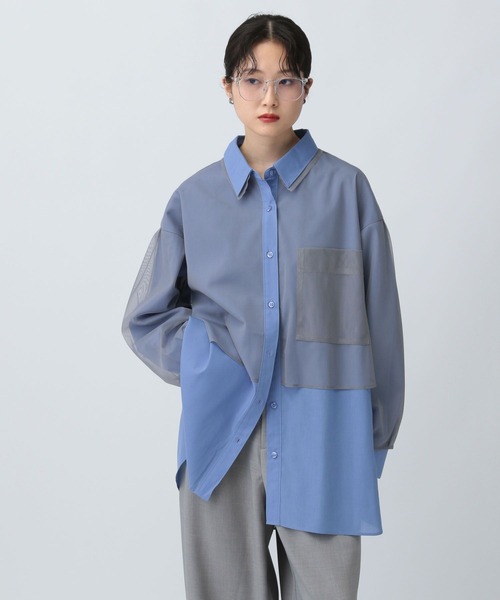 LEPSIM（レプシィム） ブラウス シャツ チュール重ねシャツチュニック