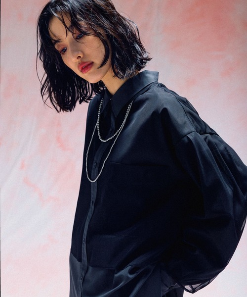 LEPSIM（レプシィム） ブラウス シャツ チュール重ねシャツチュニック