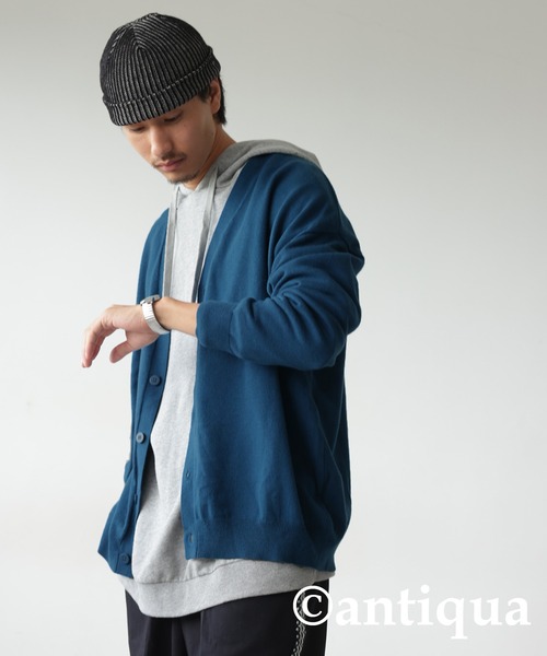 「antiqua」 「tree cafe」ニットカーディガン P オレンジ レディース
