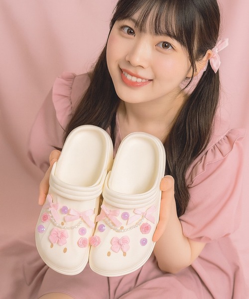 VIBGYOR 「IZU」 クロックス用デコチャームセット ピンクリボン