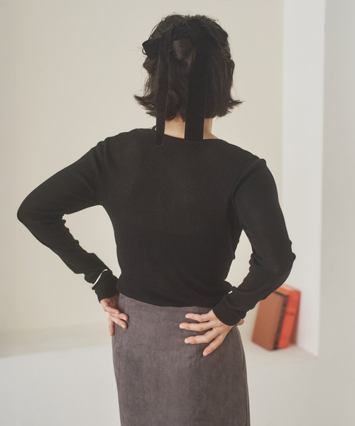ニット セーター asymmetry docking knit /アシンメトリーレイヤード