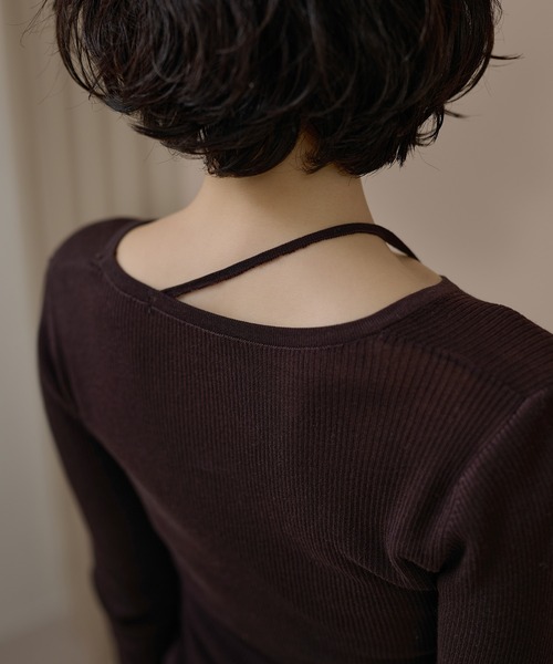 ニット セーター asymmetry docking knit /アシンメトリーレイヤード