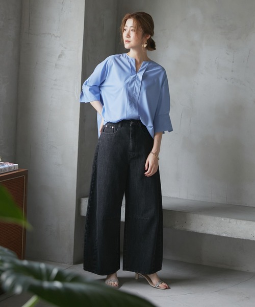 「DOUX ARCHIVES」 7分袖ブラウス FREE ブルー レディース_画像6