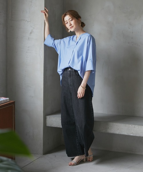 「DOUX ARCHIVES」 7分袖ブラウス FREE ブルー レディース_画像7