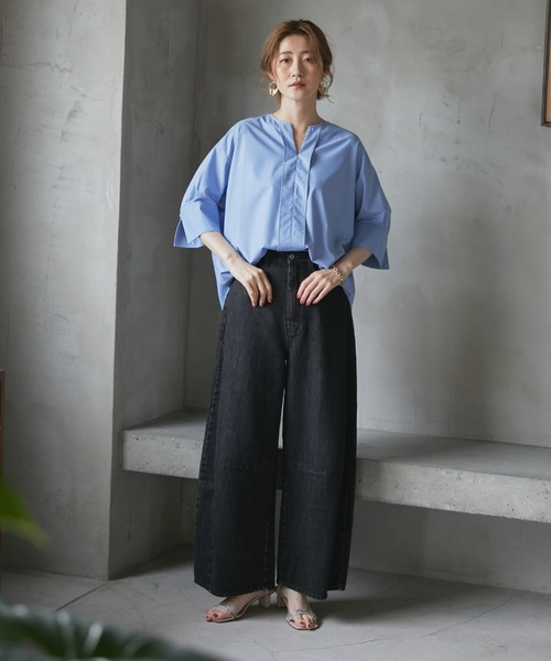 「DOUX ARCHIVES」 7分袖ブラウス FREE ブルー レディース_画像8