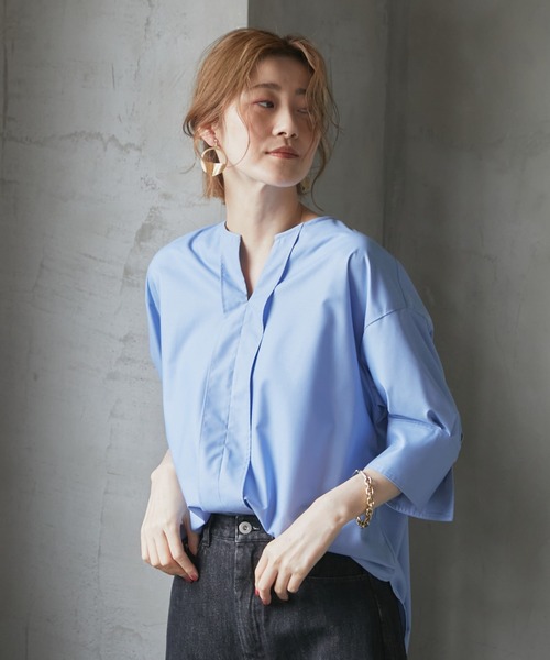 「DOUX ARCHIVES」 7分袖ブラウス FREE ブルー レディース_画像9