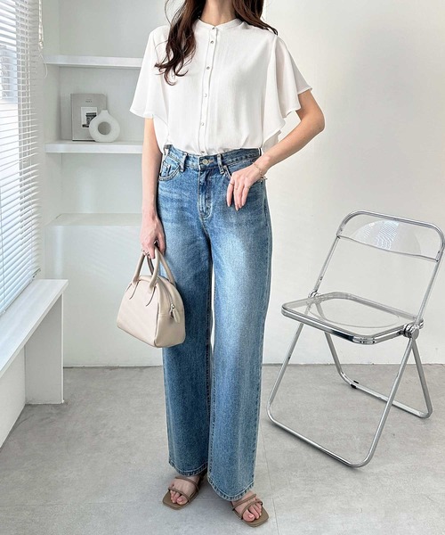 「GeeRA」 半袖ブラウス X-LARGE ブラック レディース_画像4