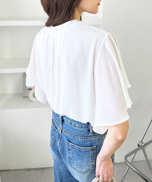 「GeeRA」 半袖ブラウス X-LARGE ブラック レディース_画像6