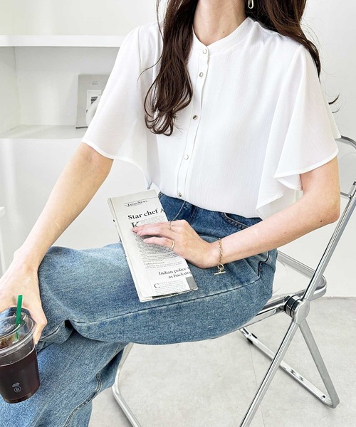 「GeeRA」 半袖ブラウス X-LARGE ブラック レディース_画像7