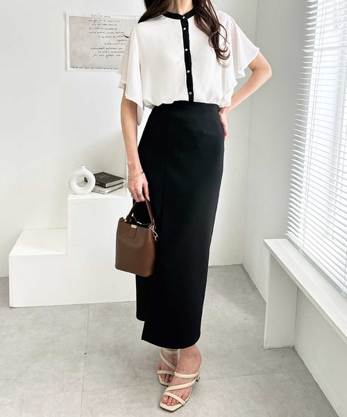 「GeeRA」 半袖ブラウス X-LARGE ブラック レディース_画像9