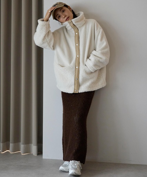 ネット売り切れ品　マリードール　ボア切替ジップブルゾン ポケット ブルゾン アウター ボア切り替えブルゾン レディース