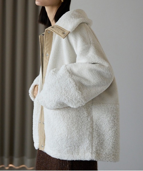 ポケット ブルゾン アウター ボア切り替えブルゾン レディース