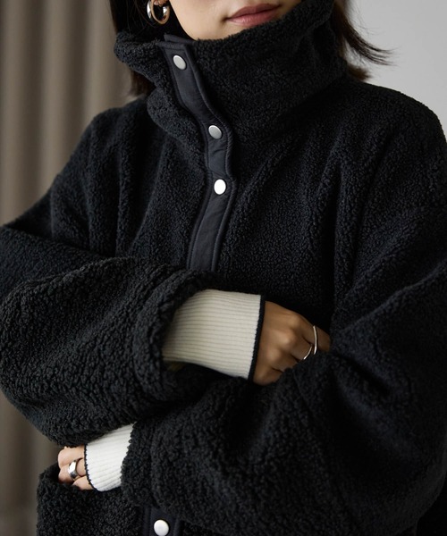 ポケット ブルゾン アウター ボア切り替えブルゾン レディース