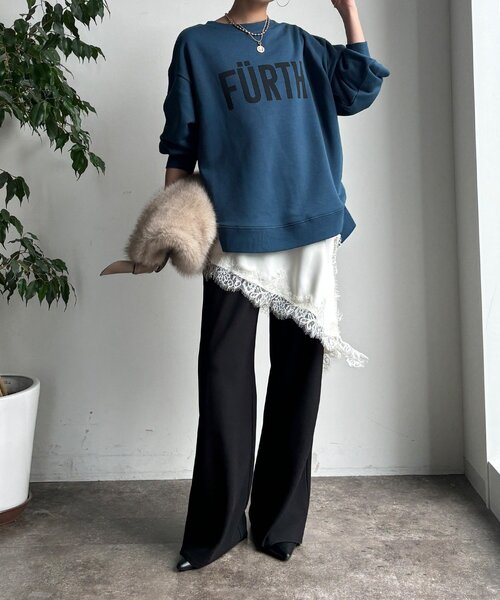 DouDou（ドゥドゥ） tシャツ 「WEB限定」裏起毛ヘムラインロゴトップス