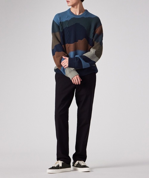 PS Paul Smith メンズセーター　Lサイズ PS Paul Smith セーター ニット Mountains” インターシャ クルーネック