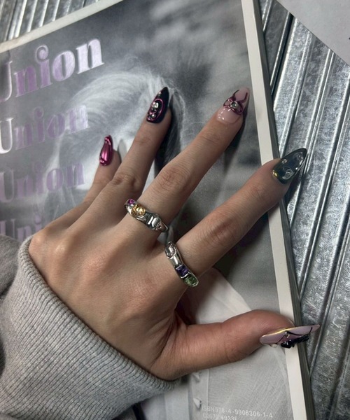 指輪 リング 「456740」カラフルストーンリング2点セット（RZ