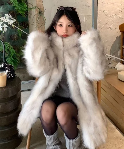 小*龍様 リアルファーコート 楽天市場】ベージュフォックスファー＆レッキス毛皮コート リアル