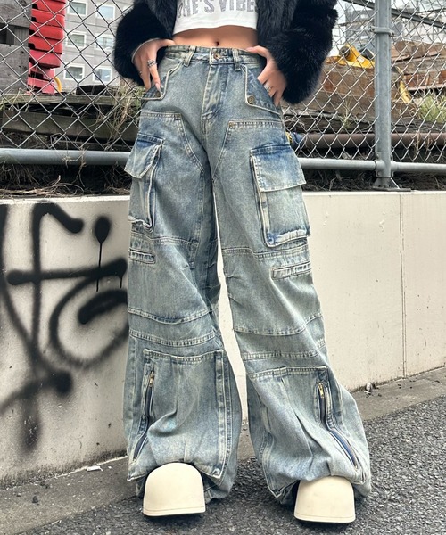 KsG ジーンズ デニム デニムパンツ マルチポケットロングストリング