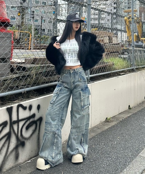 KsG ジーンズ デニム デニムパンツ マルチポケットロングストリング