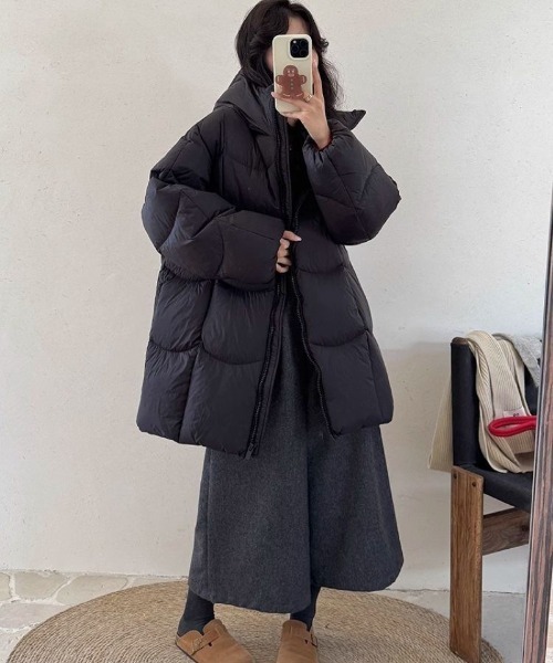 ダウンコート ダウンジャケット オーバーサイズ スタンドカラー エコ