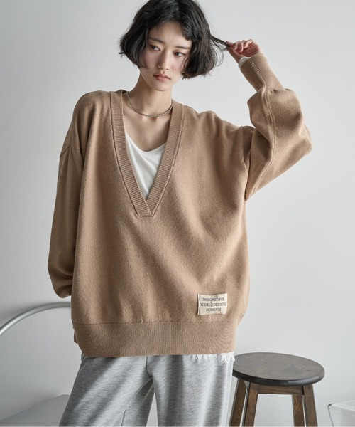 その他 yuton THE Yon ニット セーター ディープVネックルーズニットトップス